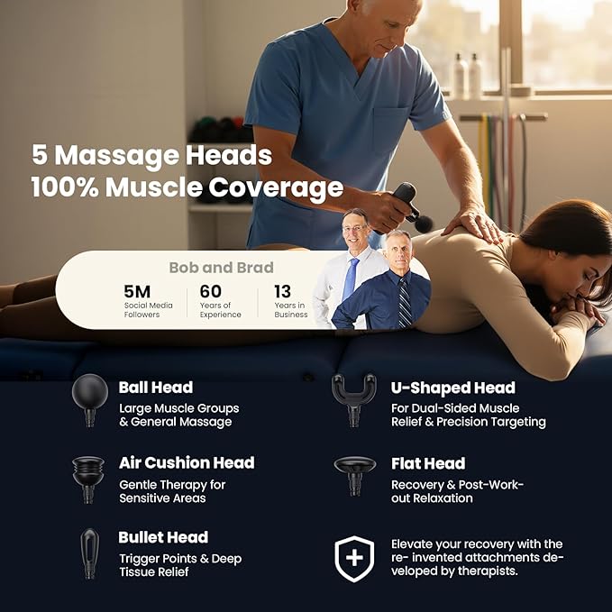 BOB AND BRAD Q2 Mini Massage Gun, Pocket-Sized Deep Tissue Massager Gun, Portable Percussion Muscle Massager Gun, Ultra Small & Quiet Muscle Massage Gun with Carry Case, Home Gym Travel, Black