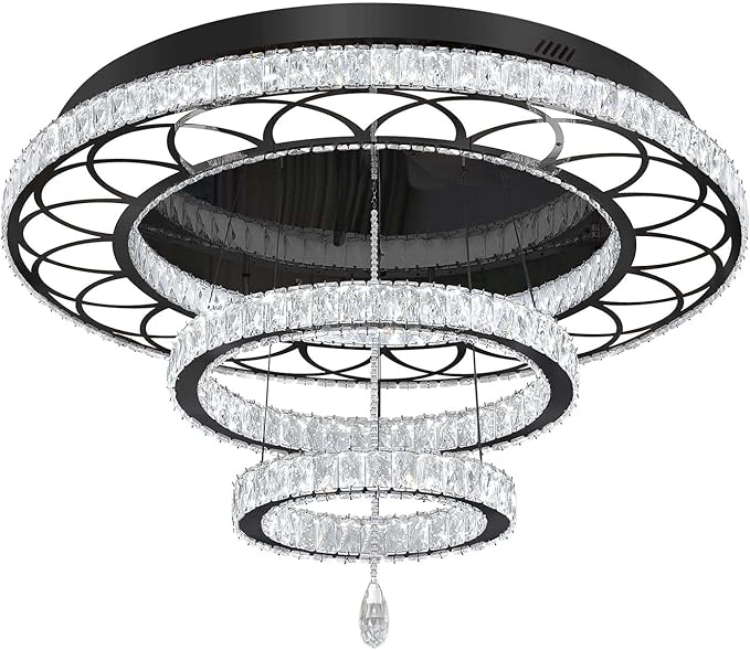 Flashing God Dia 40" Modern Chandelier for Living Room Crystal Bedroom Chandelier Light Fixtures LED Flush Mount Ceiling Light for Dining Room Foyer Hallway Dimmable 2700k 4500k 6000k
