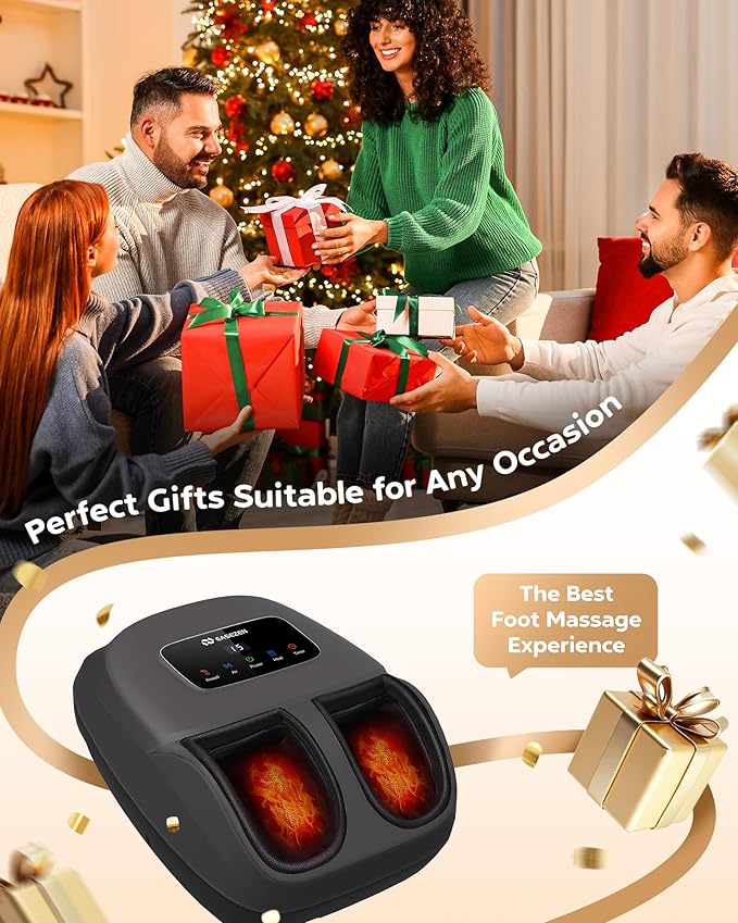 Shiatsu Foot Massager Machine with Heat, Deep Kneading, 2025 Upgrade Electric Foot Massager for Plantar Fasciitis, Neuropathy, Decent Gifts for Dad, Man, Fits up to Size 14