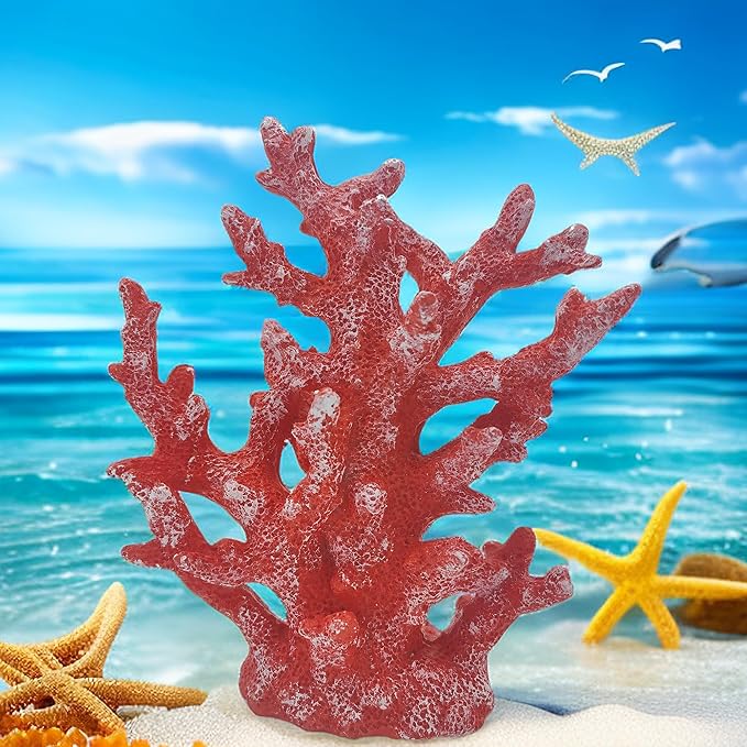 Beach Coastal Decor Coral Reef Home Decor Coral Statue Sculpture Home,Desk,Bathroom,Desktop Shelf Statue,Marine Themed Gifts