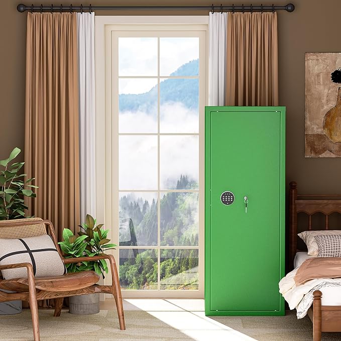 Bonusall 12-15 Green Gun Safe for Rifles,Fireproof Gun Safe for Rifles and Pistols,Rifle Safes for Home with Digital Keypad,Adjustable Shelves & Handgun Pockets