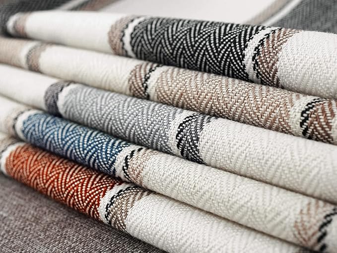 AmHoo Pack of 2 Farmhouse Linen Throw Pillow Cover Cushion Stripe Decoration Buffalo Retro Pillowcase with Hidden Zipper for Sofa Bedroom Car 16 x 16 Inch Burnt Orange