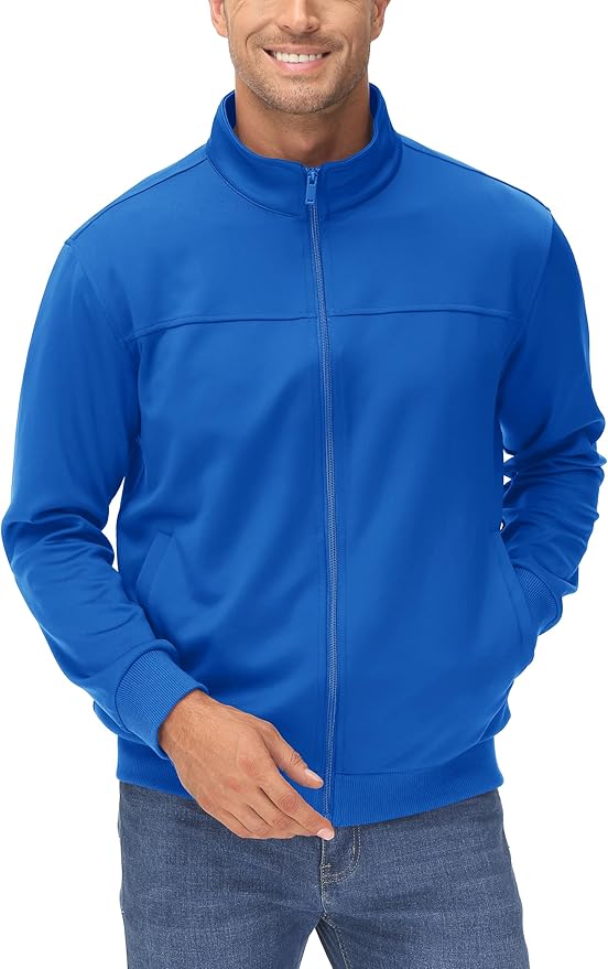 MAGCOMSEN Men's Track Jackets Lightweight Full-Zip Casual Coat Workout Running Athletic Active Jacket With Pockets