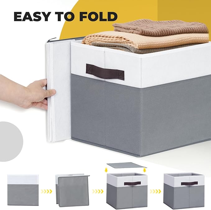 Criusia Large Storage Cubes -6 Set Closet Organizers Bins for Clothes -13 inch Fabric Storage Baskets for Shelves, Cube Organizer/ Toy Storage Organizer/ Dorm Room Essentials/ House warming Gift