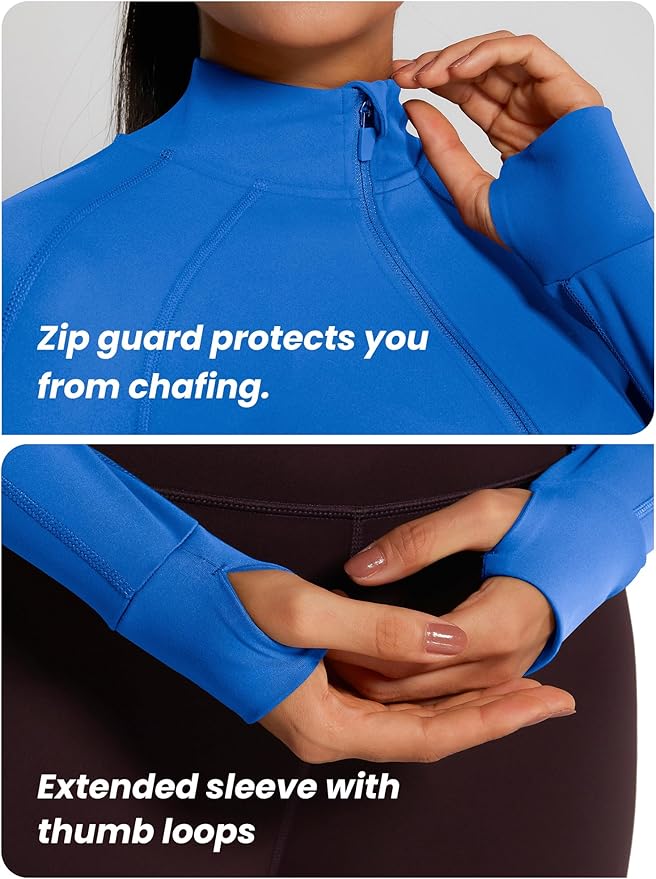 GYM RAINBOW Womens Snatched Workout Jackets Lightweight Zip Up Slim Fit Gym Track Athletic Jackets with Thumb Holes