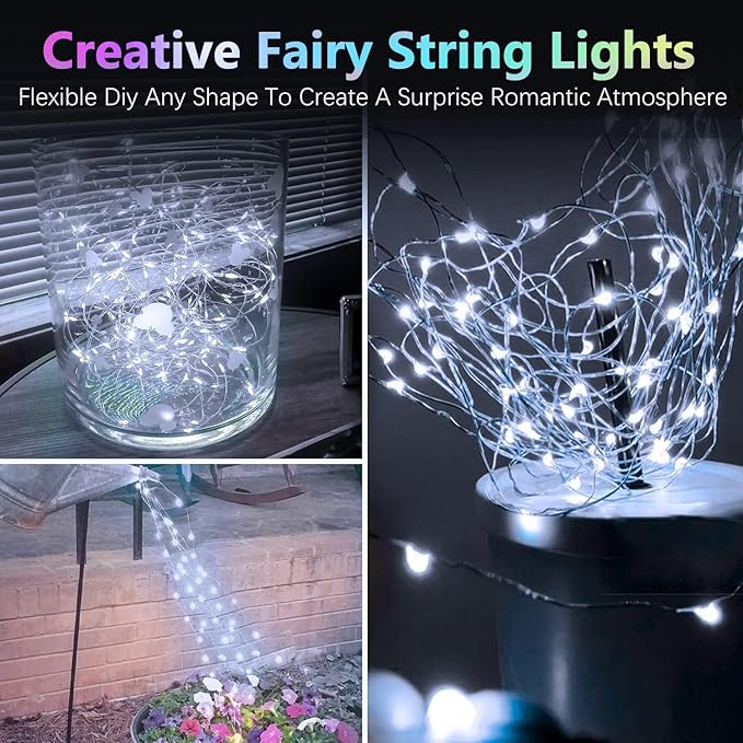 2 Pack 20FT 60LED Battery Operated Fairy Lights with Timer, Waterproof Battery String Lights Outdoor Indoor, Battery Twinkle Light for Bedroom Wedding Birthday Party Chirstmas (Cool White)