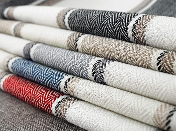 AmHoo Pack of 2 Farmhouse Linen Throw Pillow Cover Cushion Stripe Decoration Buffalo Retro Pillowcase with Hidden Zipper for Sofa Bedroom Car 12 x 20 Inch Light Gray Gray