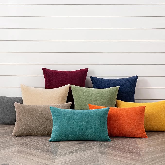 GAWAMAY Decorative Throw Pillow Covers 16x16 Inch Set of 2, Super Soft Chenille Square Pillows Farmhouse Fall Pillowcase for Living Room Bedroom Sofa Couch Cushion Cover Taupe Gray 40x40cm