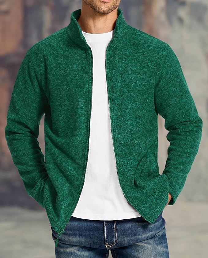 TACVASEN Men's Fleece Jackets Full Zip Lightweight Jacket Casual Soft Warm Coats with Pockets