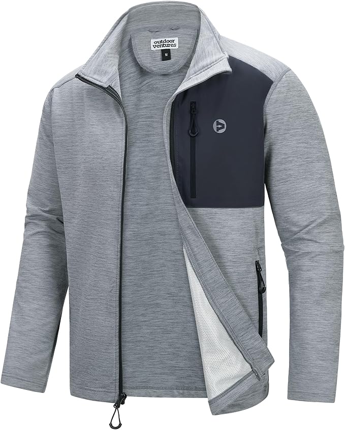 Outdoor Ventures Men‘s Track Jackets Lightweight Athletic Jackets Full Zip Casual Coat Workout Running Jacket for Cycling