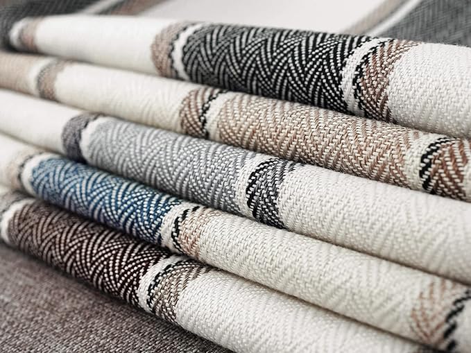 AmHoo Pack of 2 Farmhouse Linen Throw Pillow Cover Cushion Stripe Decoration Buffalo Retro Pillowcase with Hidden Zipper for Sofa Bedroom Car 18 x 18 Inch Brown