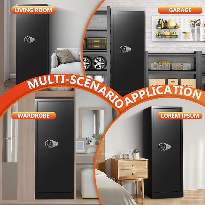 10-14 Gun Cabinet,Large Gun Safe for Rifles and Pistols,Shotgun Safe,Gun Safes for Rifle and Password Lock,Gun Cabinet for Home with Adjustable Shelves with Dual Alarm & Mute Mode