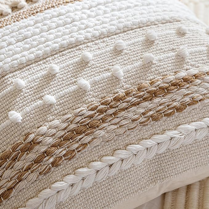 Neutral Beige Decorative Lumbar Pillow Cover 14x36 Boho Long Body Pillow for Bed Farmhouse Lumbar Throw Pillow for Couch Modern Accent Textured Throw Pillowcase