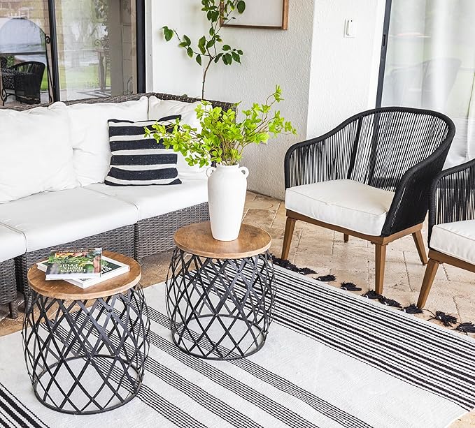 12 Inch Tall White Ceramic Vase, with 5 Branches of 25 Inch Faux Artificial Vibrant Greenery Stems Set, Textured Minimalist Jug, Fake Stem Plants, Decorative Farmhouse, Console Table Centerpiece Decor