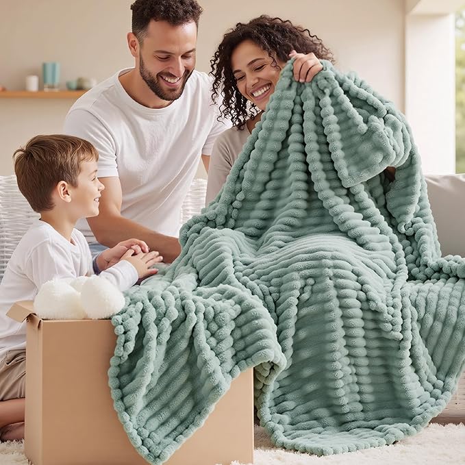 Bedsure GentleSoft Large Fleece Blanket for Bed - Cozy Soft Throw Blankets for Women, Cute Large Throws for Girls, Sage Green, 120x120 Inches