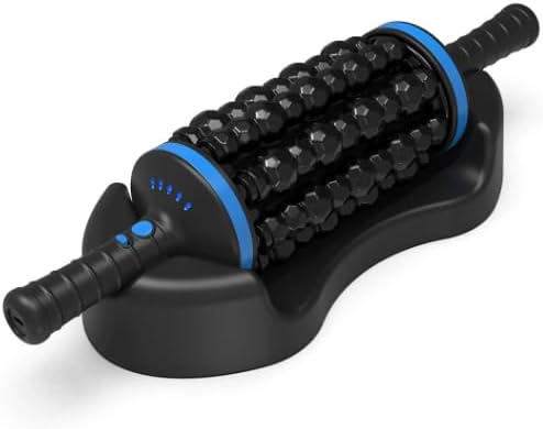 Deep Tissue Massager with 18W Motor 4000 RPM Percussion, 8 Rollers 72 Nodes, 5-Speed & Wireless, 2400mAh Battery, with Stand for Back/Leg/Shoulder Pain Relief(Blue)