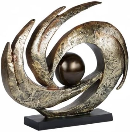 Touch of Class Contemporary Earths Motion - Aged Gold - Table Sculpture Art Decor - Modern Abstract Aesthetic, Swirling Design, Orb Center - Made of Resin, 12 Inches High, 15 Inches Wide