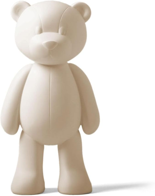 Bear Sculpture Statue Animal Figurine Home Decor Modern Arts Polyresin Gifts White 12.0 inch