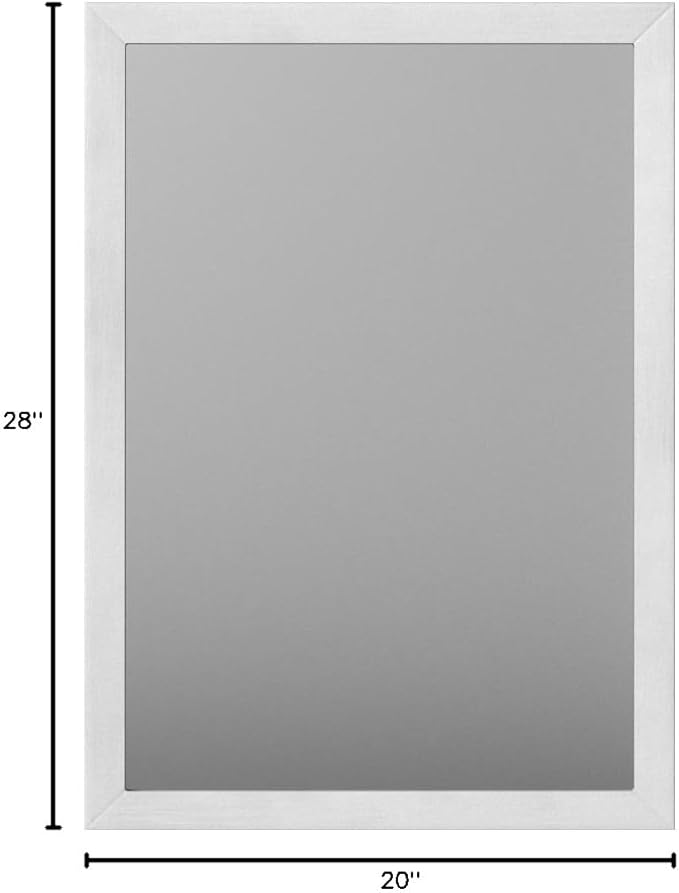 Amazon Basics Rectangular Wall Mount Mirror 20" x 28", Standard Trim, Nickel