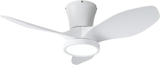 ocioc Quiet Ceiling Fan with LED Light DC Motor 32 inch Large Air Volume Remote Control White