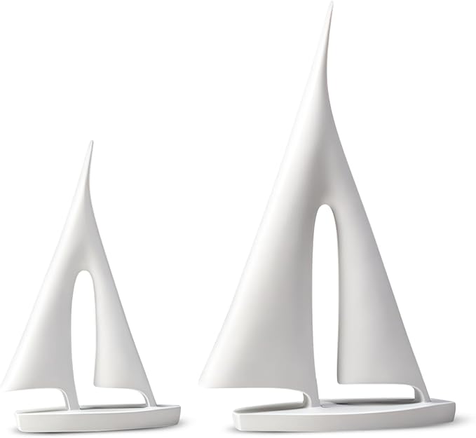 Modern Home Decor Sculpture, Sailboat Decor Abstract Statue, Resin Art Sculptures and Statues, Boat Gifts Home Tabletop Decoration, Living Room, Bathroom, Office, Bookshelf（2 Pack