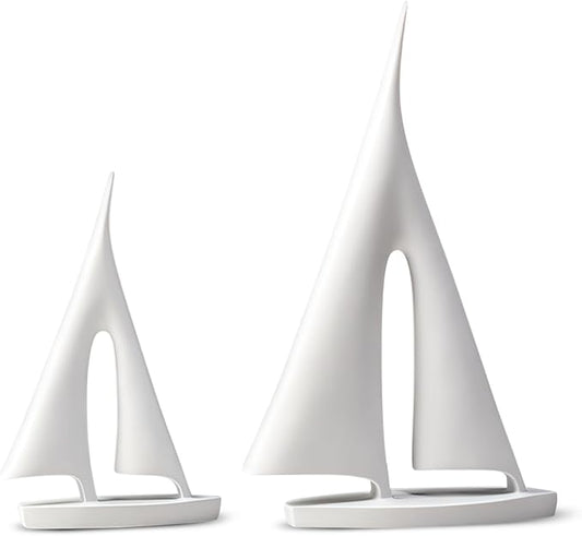 Modern Home Decor Sculpture, Sailboat Decor Abstract Statue, Resin Art Sculptures and Statues, Boat Gifts Home Tabletop Decoration, Living Room, Bathroom, Office, Bookshelf（2 Pack