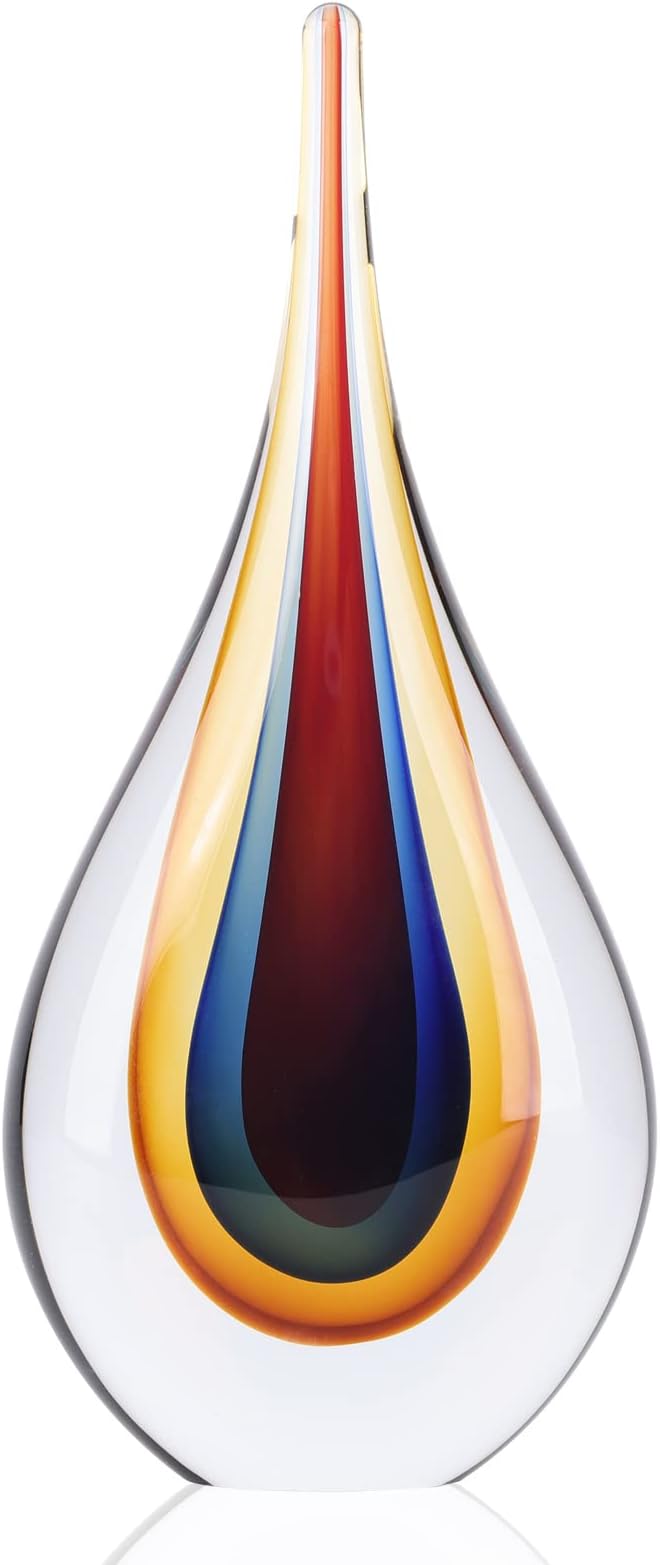 DOVDOV Hand-Blown Glass Sculpture - Unique Mediterranean Decorative Glass Art Collection Statue, Suitable for Office, Bookshelf, Living Room Coffee Table, Mantelpiece Filling