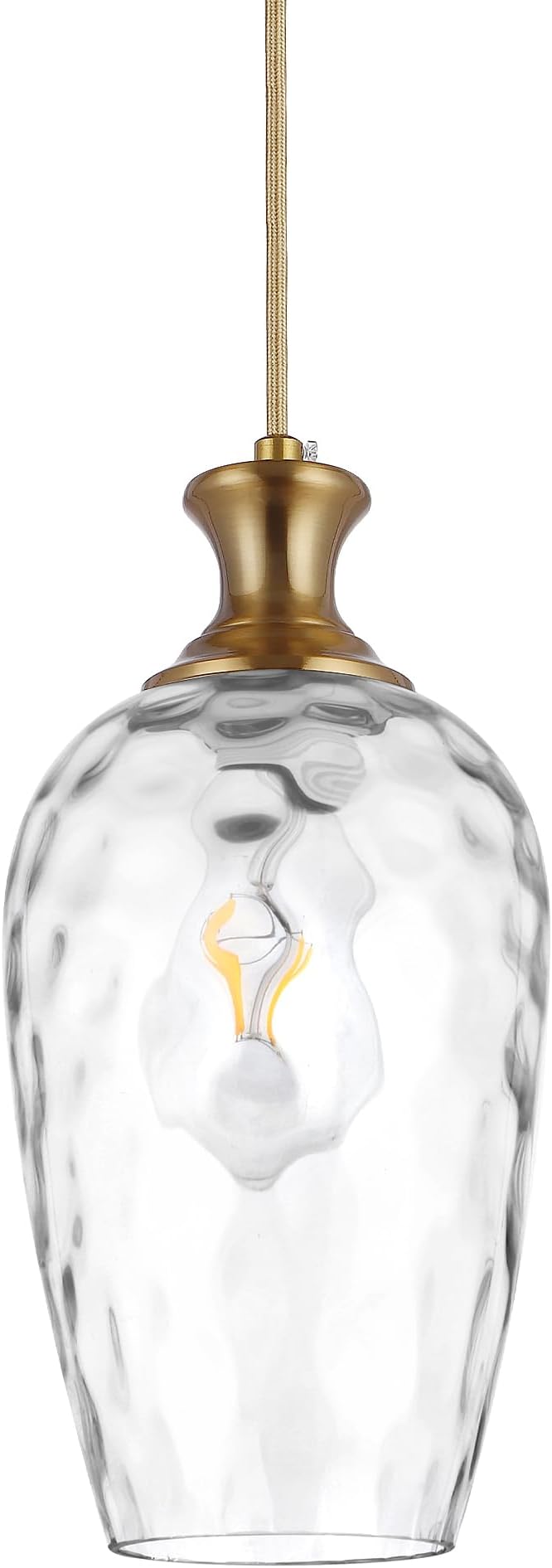 Glass Pendant Lights Kitchen Island Clear Glass Hanging Light Fixtures Farmhouse Brass Pendant Light for Kitchen Sink Dining Room, E26, Gold