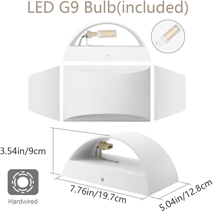 Aipsun 4 Pack Aluminum Modern Indoor LED Wall Sconce Hardwired Interior Wall Lights Up and Down Wall Mount Light for Living Room Bedroom Corridor Conservatory Warm White 3000K(with G9 Bulbs)
