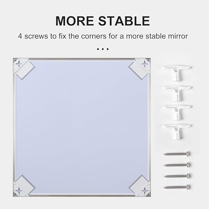 30x36 Inch Silver Bathroom Mirror - Copper-Free Mirror, Aluminum Alloy Frame Vanity Rectangle Wall Mounted Modern Mirror for Bedroom/Living Room/Porch Horizontal or Vertical