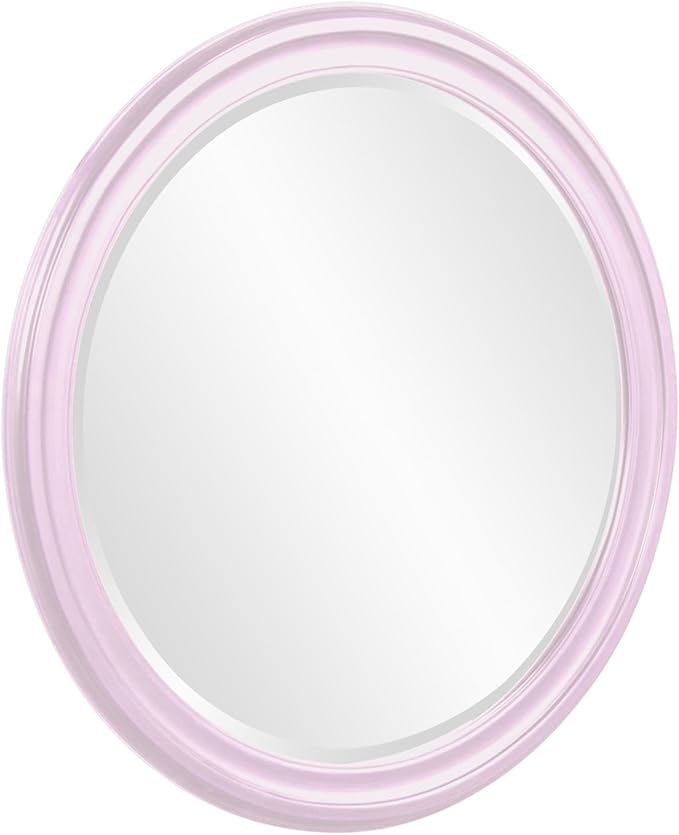 Howard Elliott George Round Glossy Lilac Wall Mirror, Bevelled Vintage Hanging Wood Framed Vanity Mirrors for Home Decor, Living Room, Bathroom, Bedroom, or Hallway, 36 Inch Round
