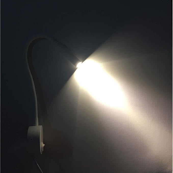 2 Pack Wall Mount Lamp Reading Light Plug Cord for Bed Easy Install AC85-265V Available(White, 2pcs Warm White 3000K)