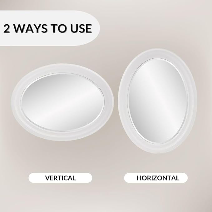 Howard Elliott George Oval Matte White Wall Mirror, Oval Bevelled Hanging Wood Framed Vanity Mirrors for Home Decor, Living Room, Bathroom, Bedroom, or Hallway, 25 x 33 Inch