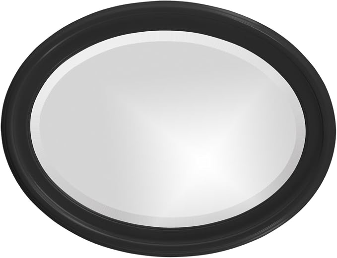 Howard Elliott George Oval Glossy Black Wall Mirror, Oval Bevelled Hanging Wood Framed Vanity Mirrors for Home Decor, Living Room, Bathroom, Bedroom, or Hallway, 25 x 33 Inch