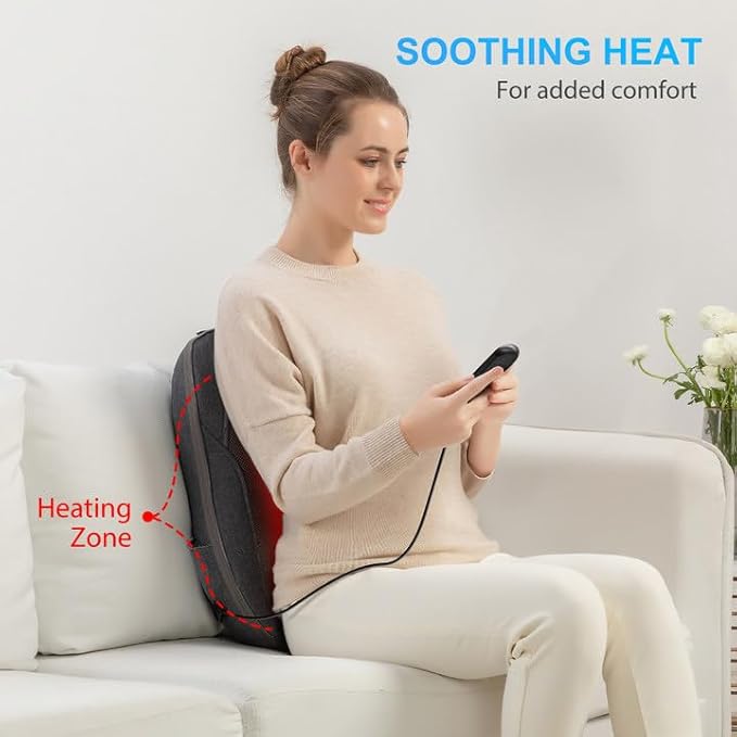 CooCoCo Shiatsu Back Massager with Heat, 2025 Birthday Gifts for Mom Dad, FSA Eligible Massager for Lower Back Pain Relief, Deep Tissue Kneading Massage, Christmas Gifts for Men Women Husband, HSA