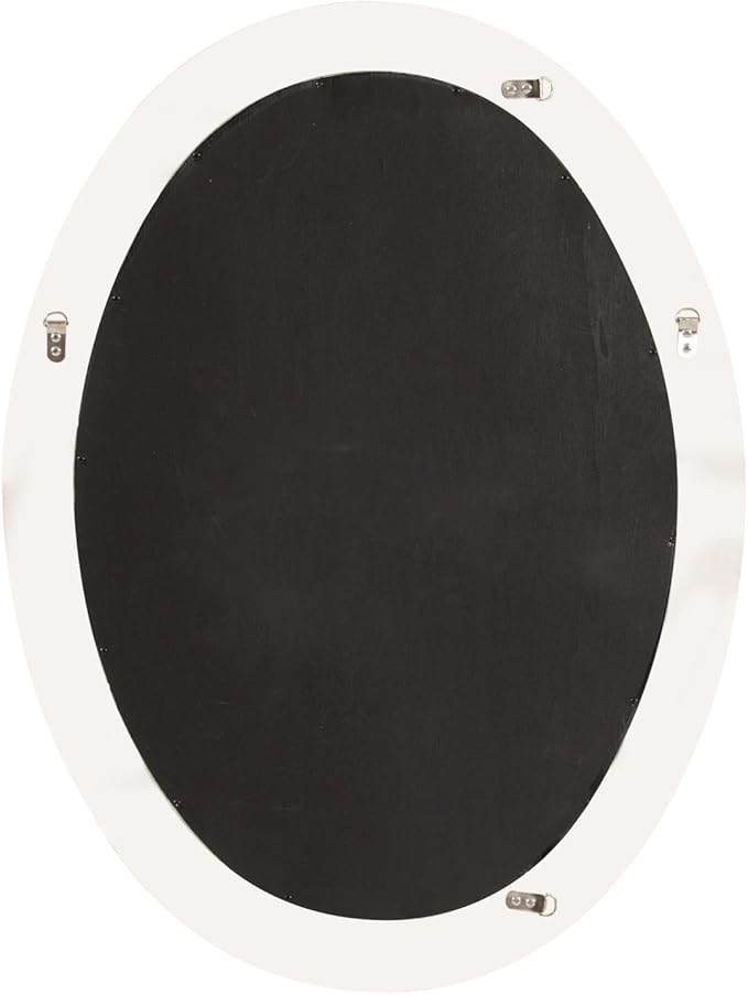 Howard Elliott George Oval Glossy White Wall Mirror, Oval Bevelled Hanging Wood Framed Vanity Mirrors for Home Decor, Living Room, Bathroom, Bedroom, or Hallway, 25 x 33 Inch
