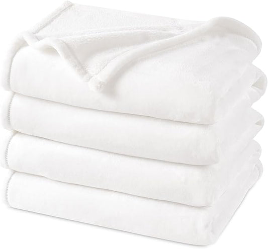PHF Ultra Soft Fleece Blanket Twin Size, No Shed No Pilling Luxury Plush Cozy 300GSM Lightweight Blanket for Bed, Couch, Chair, Sofa Suitable for All Season, 66" x 90", White
