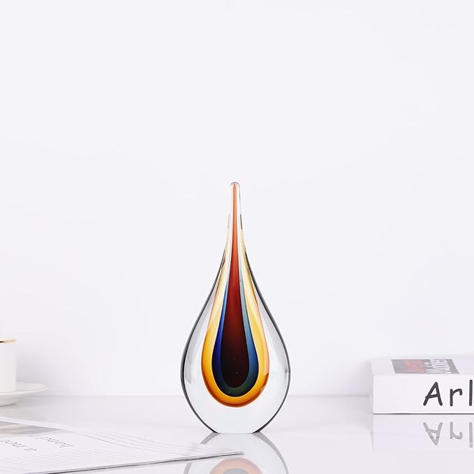 DOVDOV Hand-Blown Glass Sculpture - Unique Mediterranean Decorative Glass Art Collection Statue, Suitable for Office, Bookshelf, Living Room Coffee Table, Mantelpiece Filling
