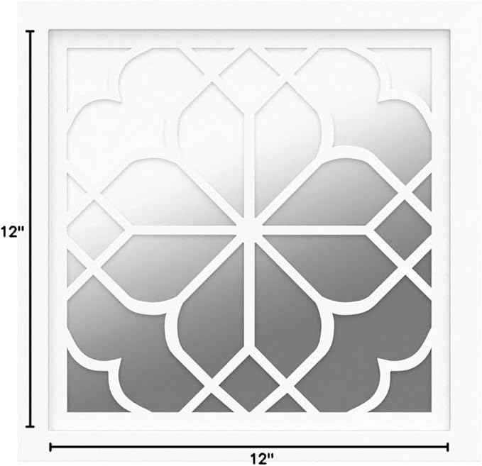 Wocred Set of 2 Mirrors Square Wall Mirror,Gorgeous Rustic Farmhouse Accent Mirror,White Color Entry Mirror for Bathroom Renovation,Bedrooms,Living Rooms and More(12”x12”)