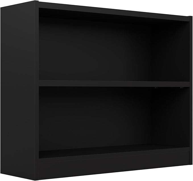 Bush Furniture Universal Bookcase, Low Storage and Display Bookshelf for Home Office or Living Room Organization, 2 Shelf, Black