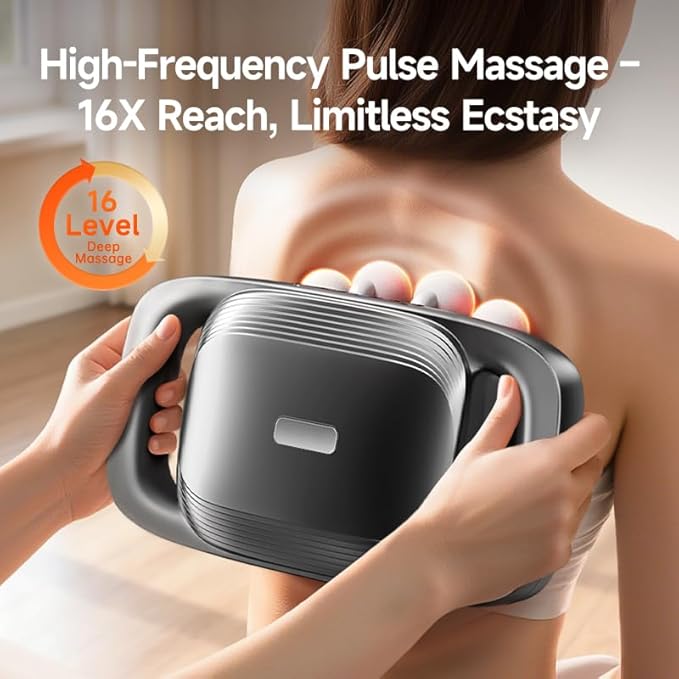 Deep Tissue Massager - 2025 New Massager, 16 Head Massage Gun Deep Tissue with 3 Modes & 30 Intensities - Fascia Blaster for Back, Shoulders, Legs, Foot (Black)