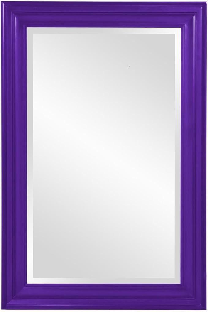 Howard Elliott George Rectangular Glossy Royal Purple Wall Mirror, Rectangle Hanging Wood Framed Vanity Mirrors for Home Decor, Living Room, Bathroom, Bedroom, or Hallway, 24 x 36 Inch
