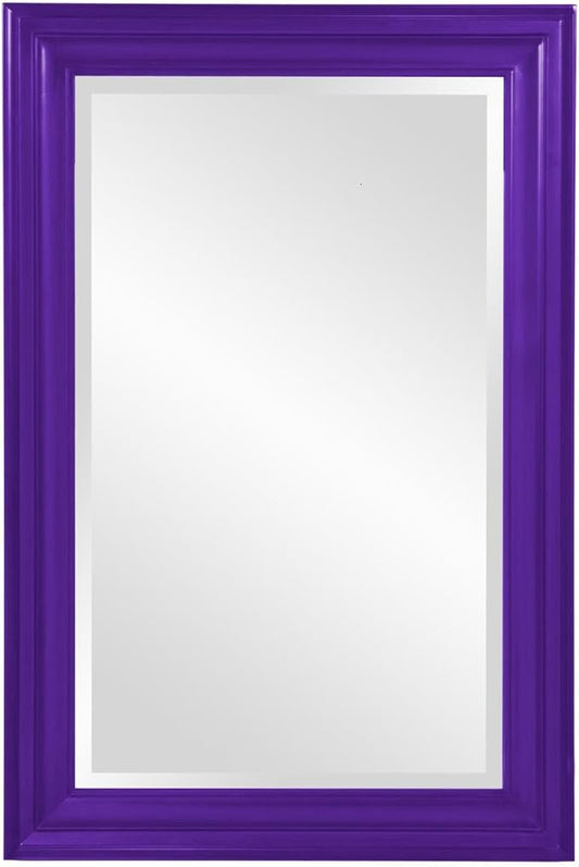Howard Elliott George Rectangular Glossy Royal Purple Wall Mirror, Rectangle Hanging Wood Framed Vanity Mirrors for Home Decor, Living Room, Bathroom, Bedroom, or Hallway, 24 x 36 Inch