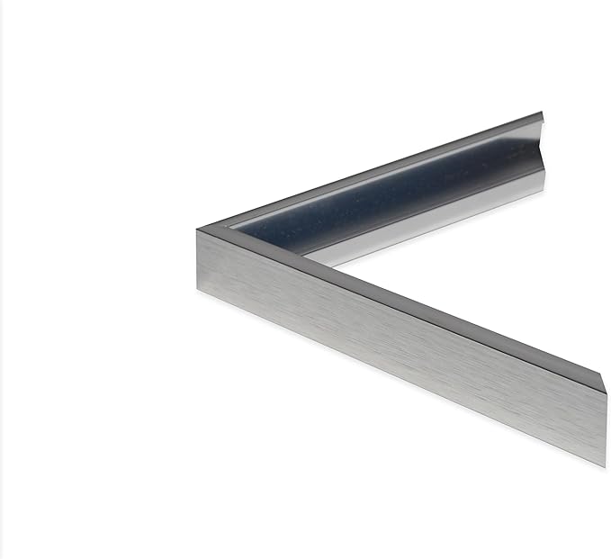 Frame My Mirror Silver Metal Framed Mirror, 30" x 42" Mirror for Bathroom, Metal Frame, True Reflections Glass, Satin Nickel Finish, Stanton Design, Hangs Horizontally or Vertically, Made in USA