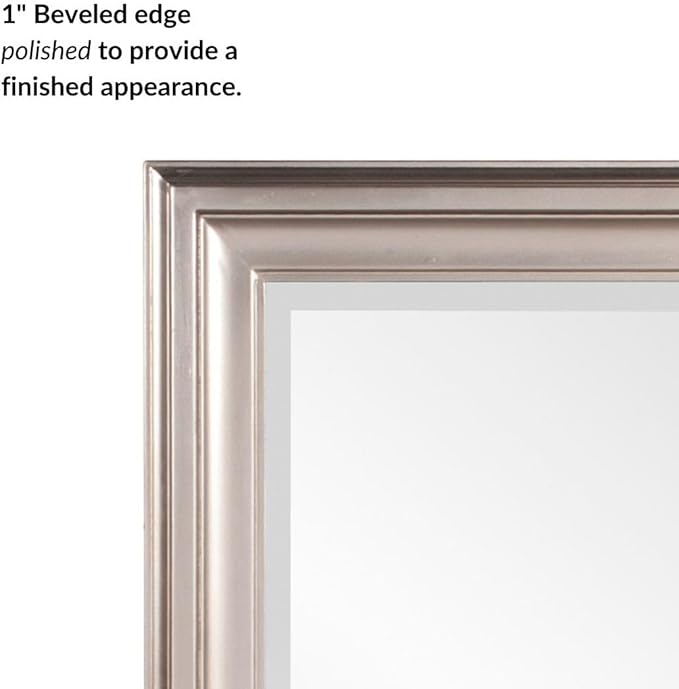 Howard Elliott George Rectangular Bright Silver Wall Mirror, Rectangle Hanging Wood Framed Vanity Mirrors for Home Decor, Living Room, Bathroom, Bedroom, or Hallway, 24 x 36 Inch
