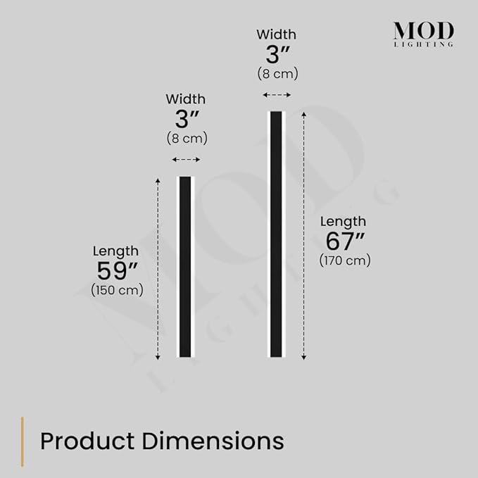 𝗠𝗢𝗗 𝗟𝗜𝗚𝗛𝗧𝗜𝗡𝗚 Haylen | Waterproof Outdoor Wall Light, LED Dimmable with Remote 3000K-6000K, Long Outdoor Porch Lights, Wired Lighting Fixture, Patio Exterior Wall Sconce, 2-Pack (Black, 59")