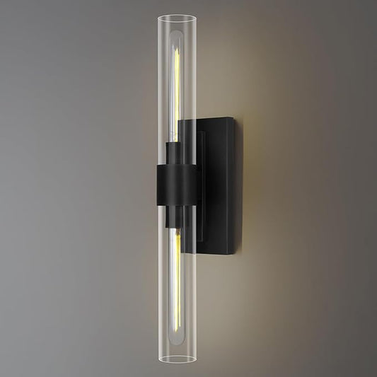 Bathroom Black Vanity Vertical Linear Light - 2-Light Tube Wall Sconces, 24" Vertical Vanity Wall Lighting, E26 Bulb Included