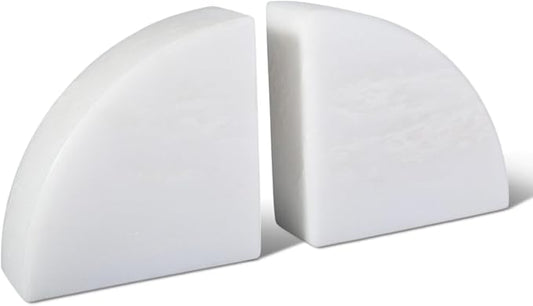 Marble Bookend for Shelves, Non-Skid Bookends for Heavy Books, Heavy Duty Book Stopper for CDs, Luxury Book Shelf Holder, Quarter Circle Design Book Ends Decorative, Namib Fantasy, Set of 2