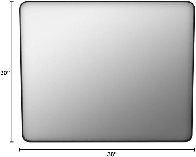 Black Bathroom Mirror 30X36 Inch, Black Metal Framed Mirror for Wall, Rounded Rectangle Matte Bathroom Vanity Mirror with Tempered Glass, Anti-Rust, Horizontal/Vertical