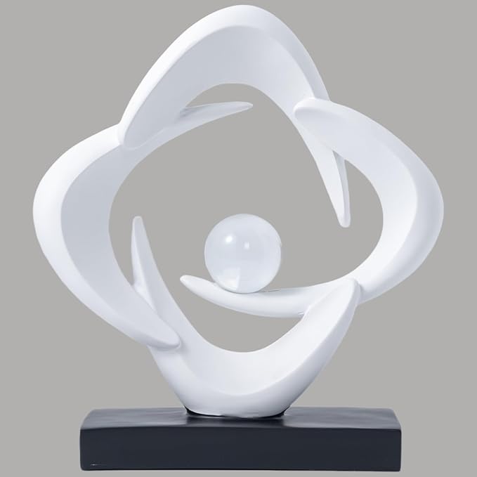 Modern Home Decor Abstract Decorative Sculpture Decorations for Living Room Dining Room Office, Resin Art Statues Coffee Table Bookshelf Decor Accents (White)